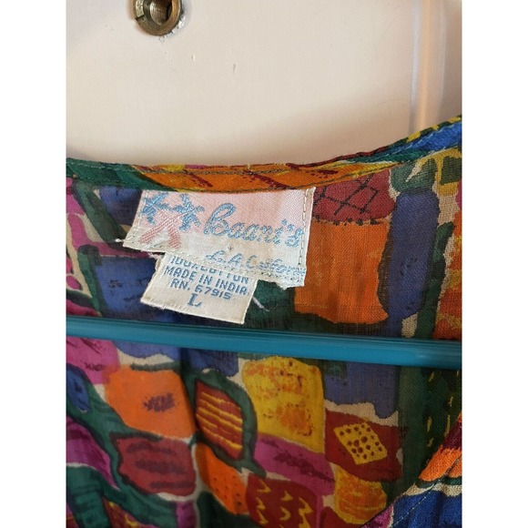 Baani's L.A. California Maxi Dress Cotton India Large Grunge Boho Vintage 80's - Picture 4 of 4